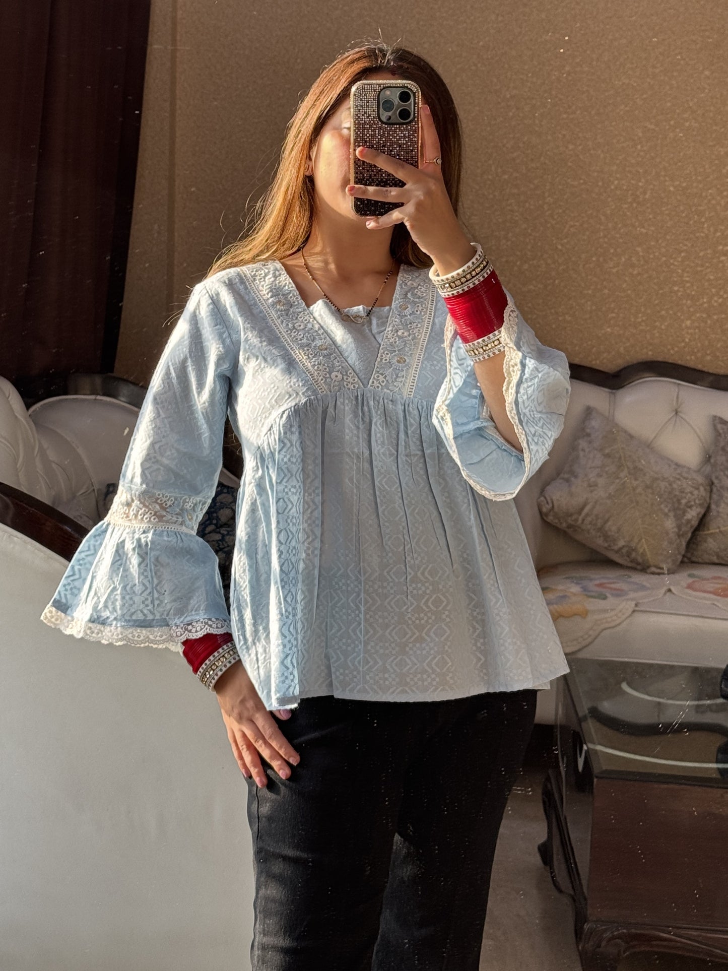 Powder Bloom Flared Kurti (Women)
