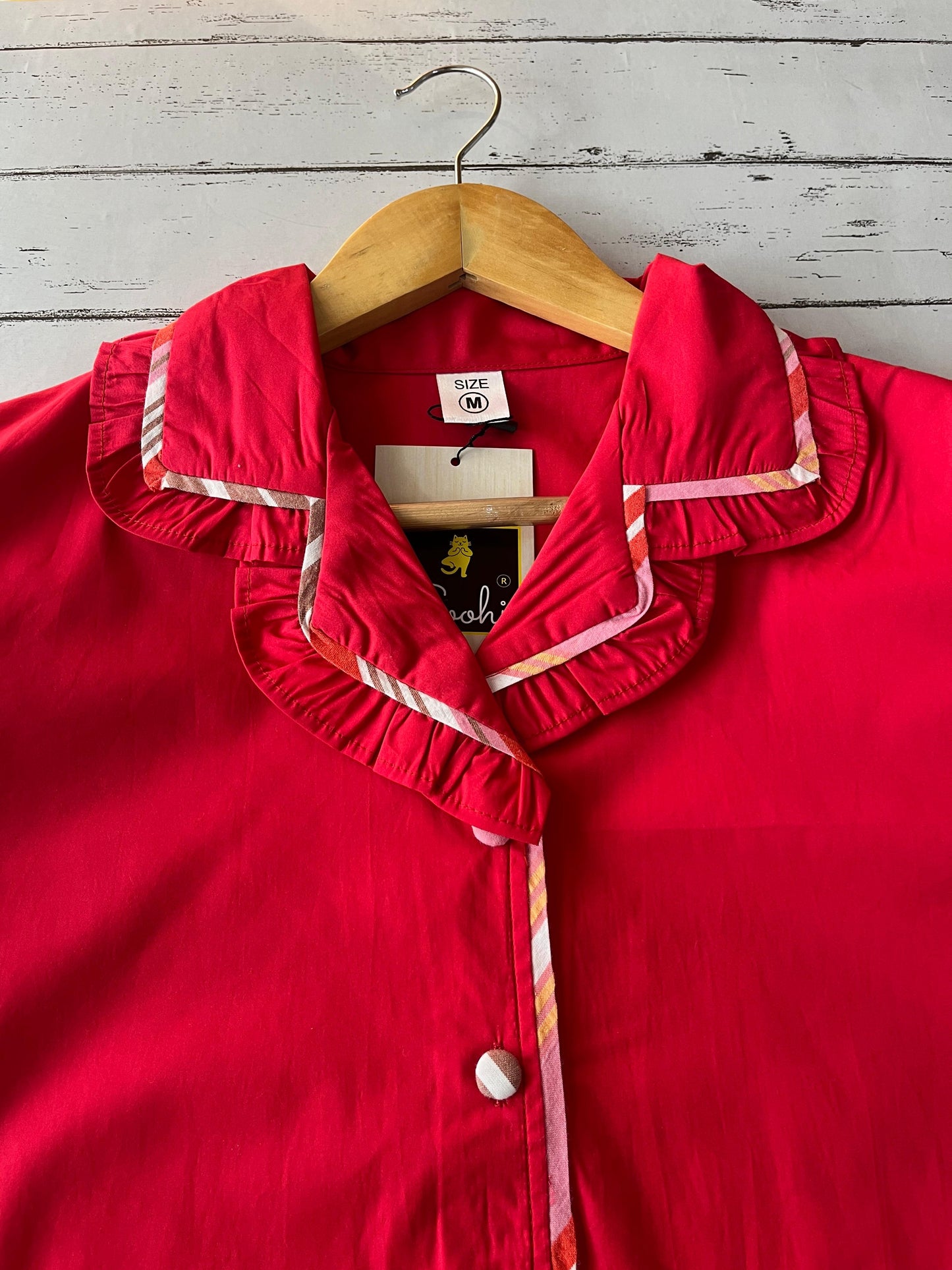 Red Embroidered Sparrow Pj Set (Women)