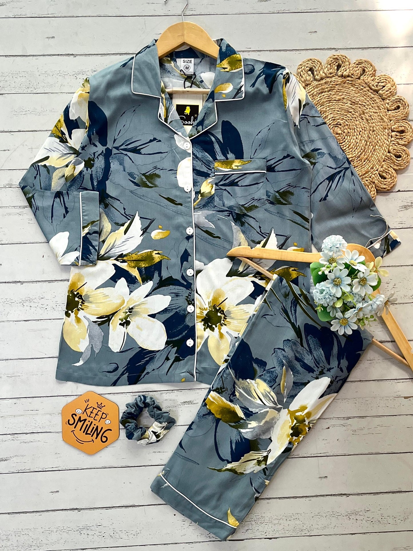 Grey Floral PJ Set ( Women )