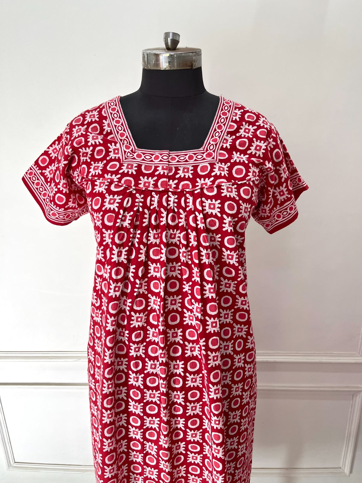 Red circle Jaipuri Cotton Nighty (Women)