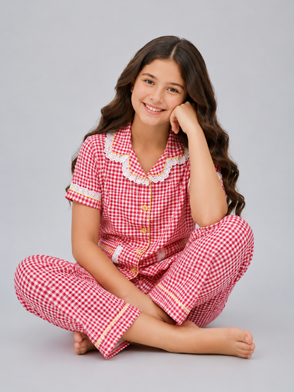 Orange Check Kids Pj Set