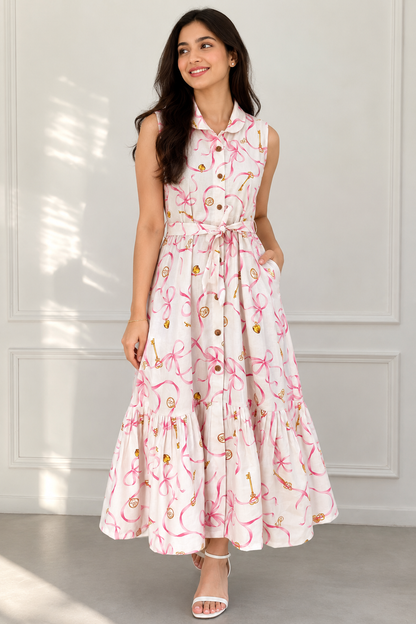 White Bows Women Dress