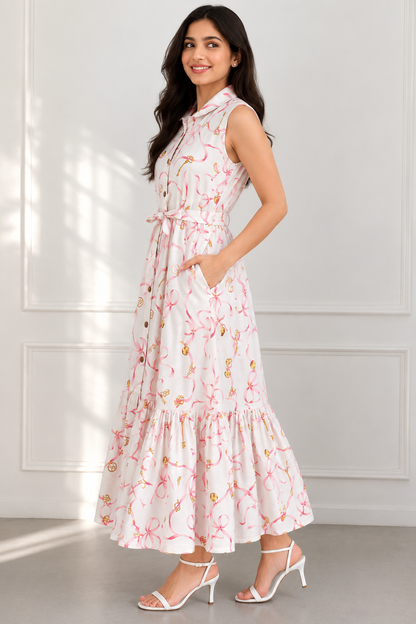 White Bows Women Dress