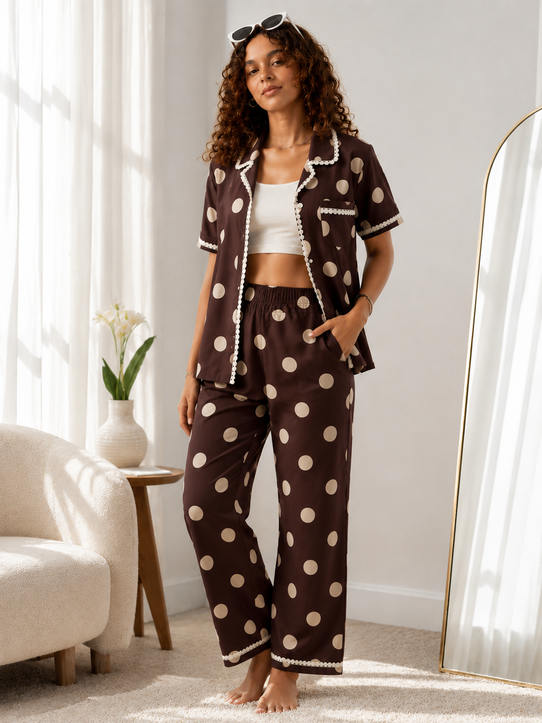 Brown Polka Pj Set (Women)