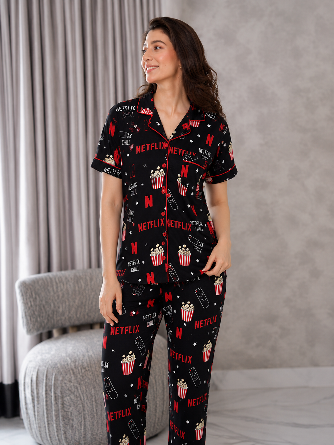 Black Netflix Pj Set (Women)
