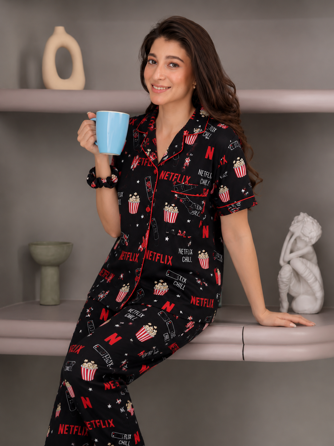 Black Netflix Pj Set (Women)