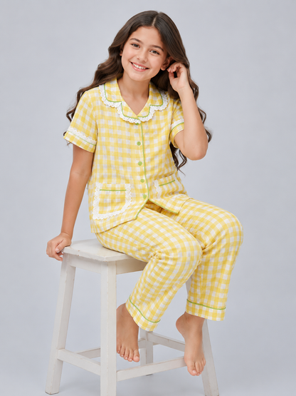 Yellow Check Kids Pj Set