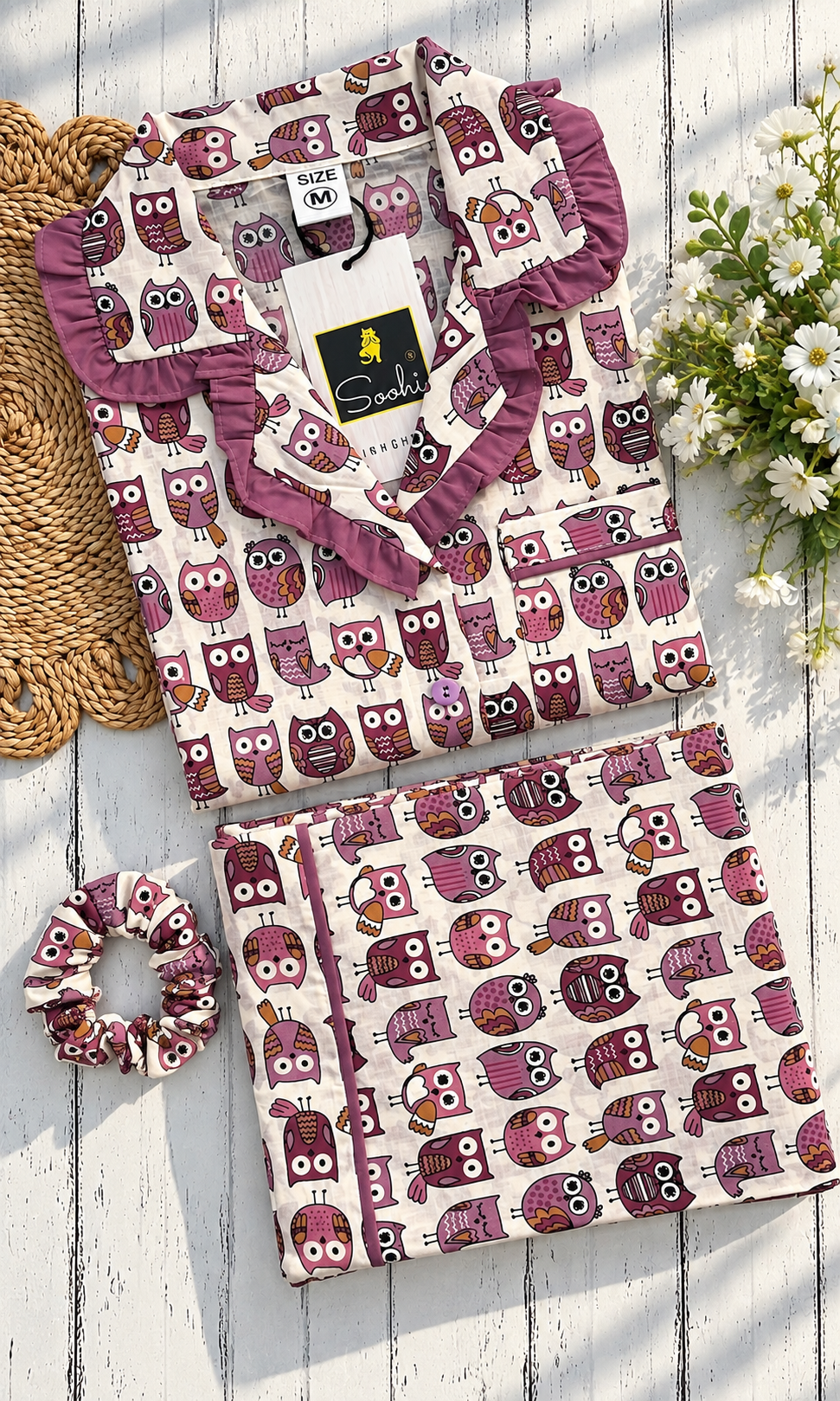Mouve Owl pure cotton Pj Set (Women)