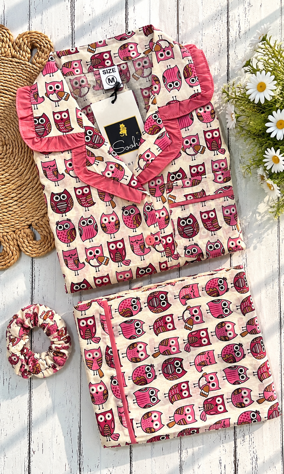 Pink Owl pure cotton Pj Set (Women)
