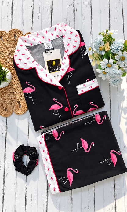 Black Flamingo Pj Set