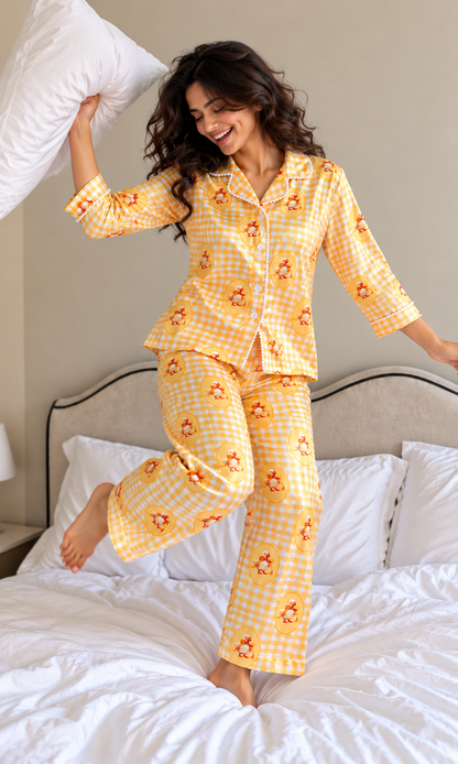 Yellow duck Luxe Satin PJ Set