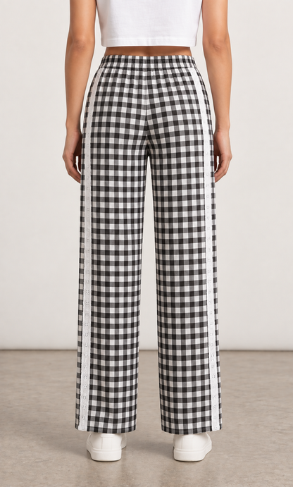 Black  Check Lower with Lace (Women)