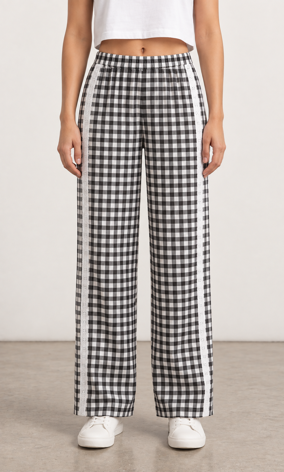Black  Check Lower with Lace (Women)