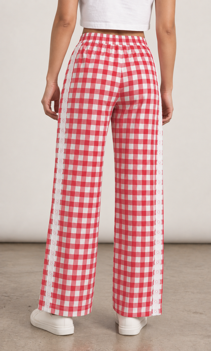 Red Check Lower with Lace (Women)
