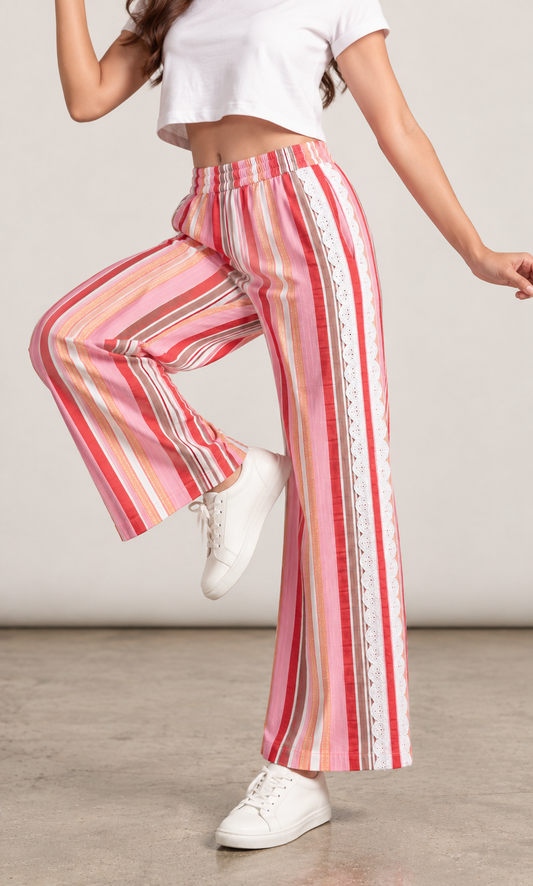 Multi Red Stripe Lower with Lace (Women)