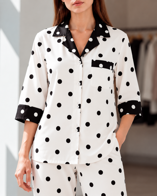 White Polka Pj Set (Women)