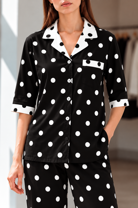 Black Polka Pj Set (Women)