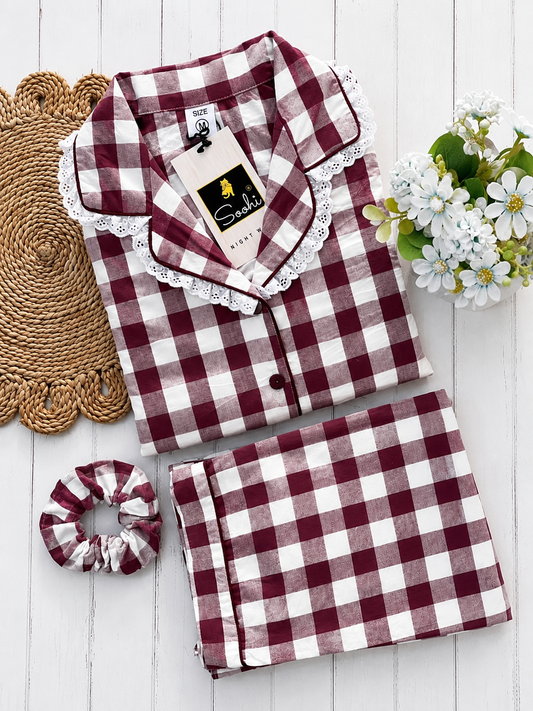 Wine Check PJ Set (Women)