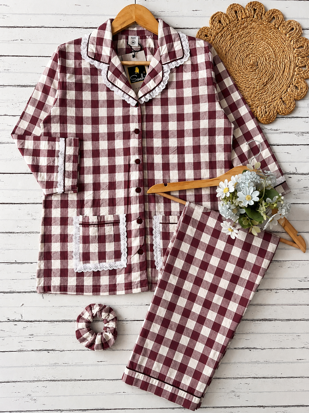 Wine Check PJ Set (Women)