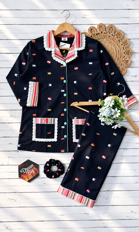 Blue Flag Lace Nightsuit PJ set (Women)