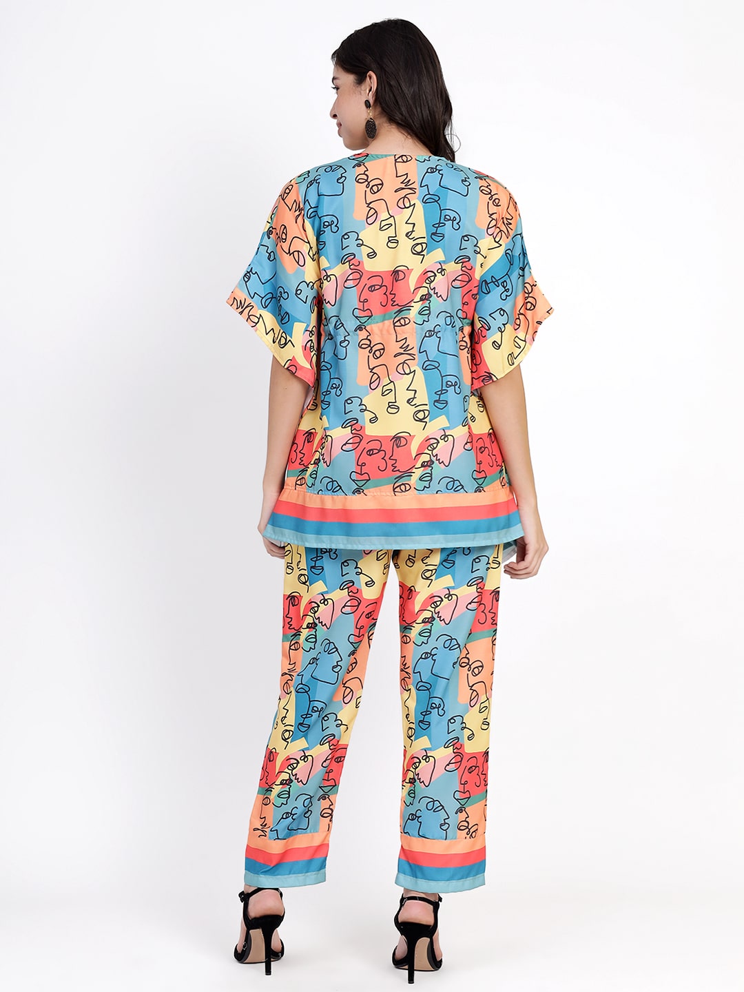 Abstract Faces Kaftan Set (Women)