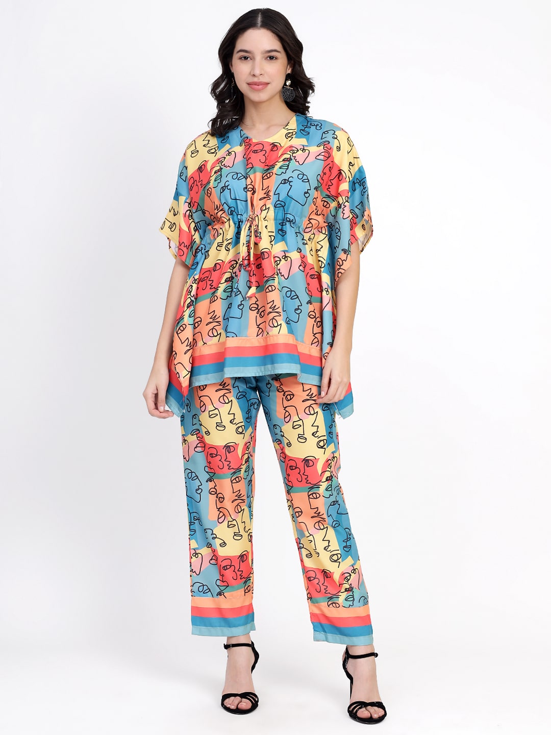 Abstract Faces Kaftan Set (Women)