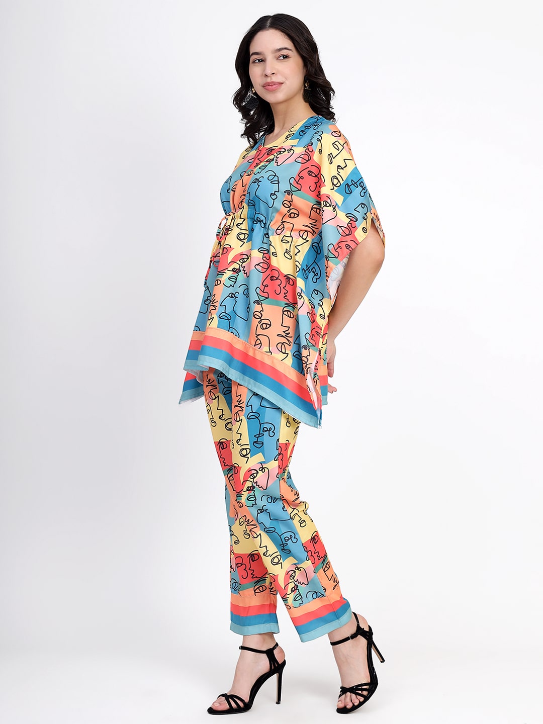 Abstract Faces Kaftan Set (Women)