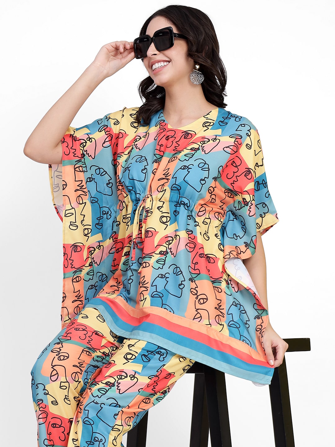 Abstract Faces Kaftan Set (Women)