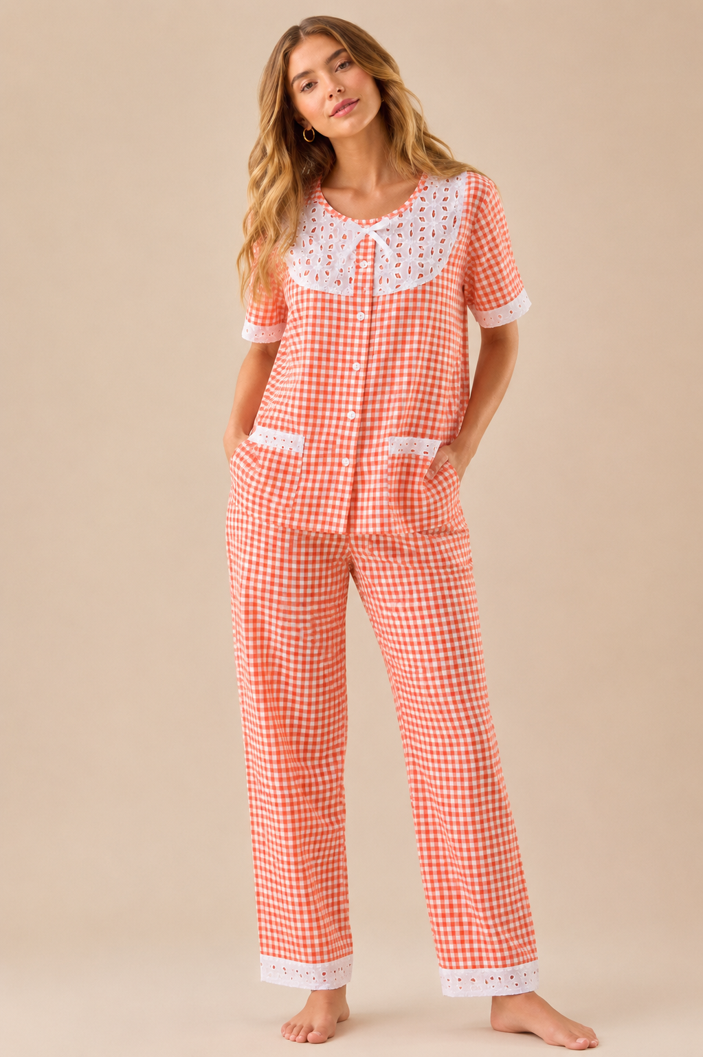 Yellow Candy Checks Pj Set (Women)
