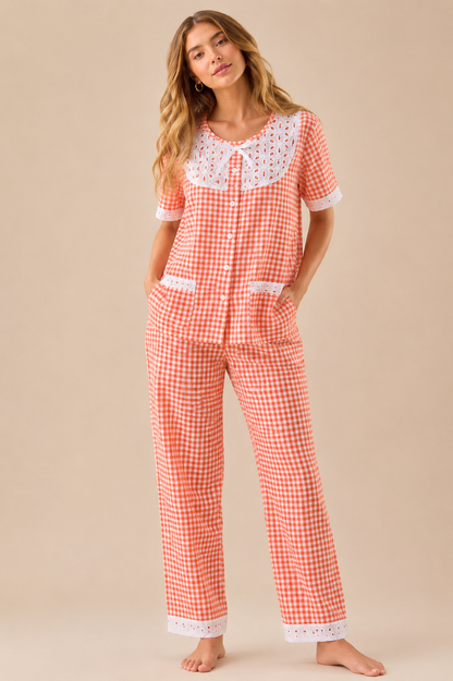 Yellow Candy Checks Pj Set (Women)