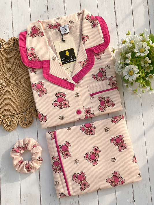 Pink Bear pure cotton Pj Set (Women)