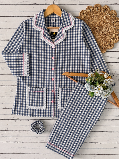 Indigo Blue Check PJ Set (Women)