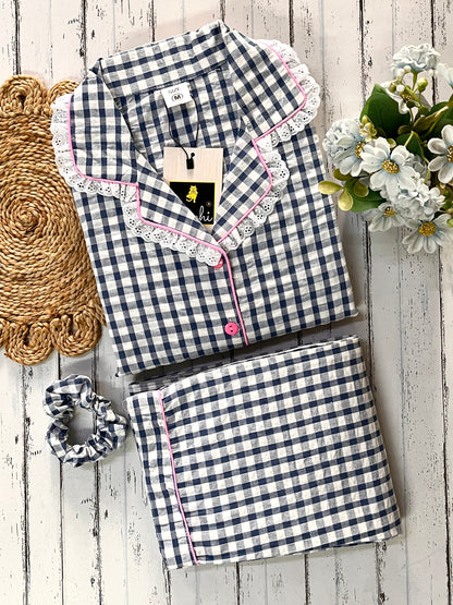 Indigo Blue Check PJ Set (Women)