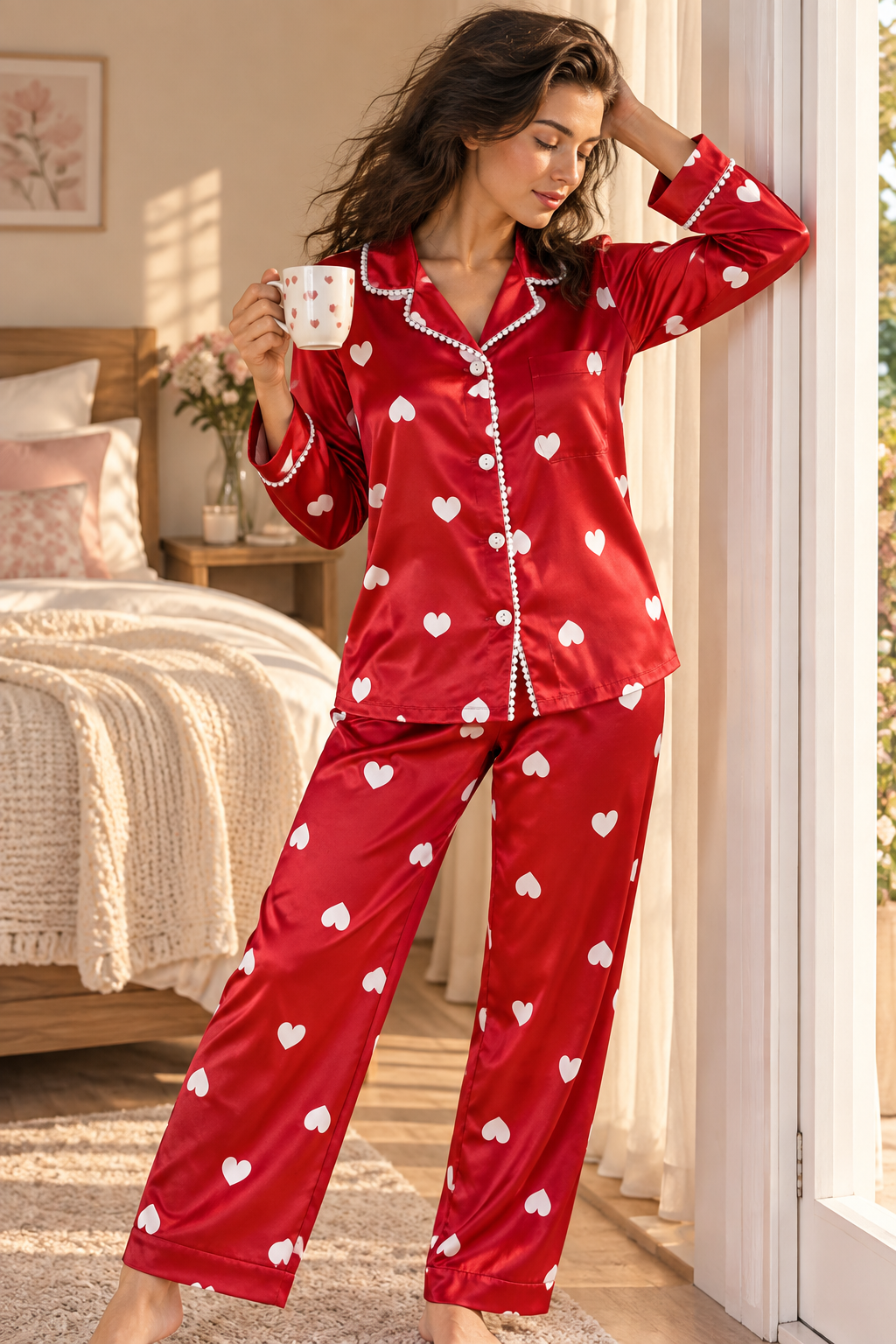 Red Heart Luxe Satin PJ Set