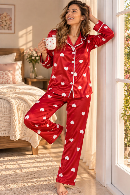 Red Heart Luxe Satin PJ Set