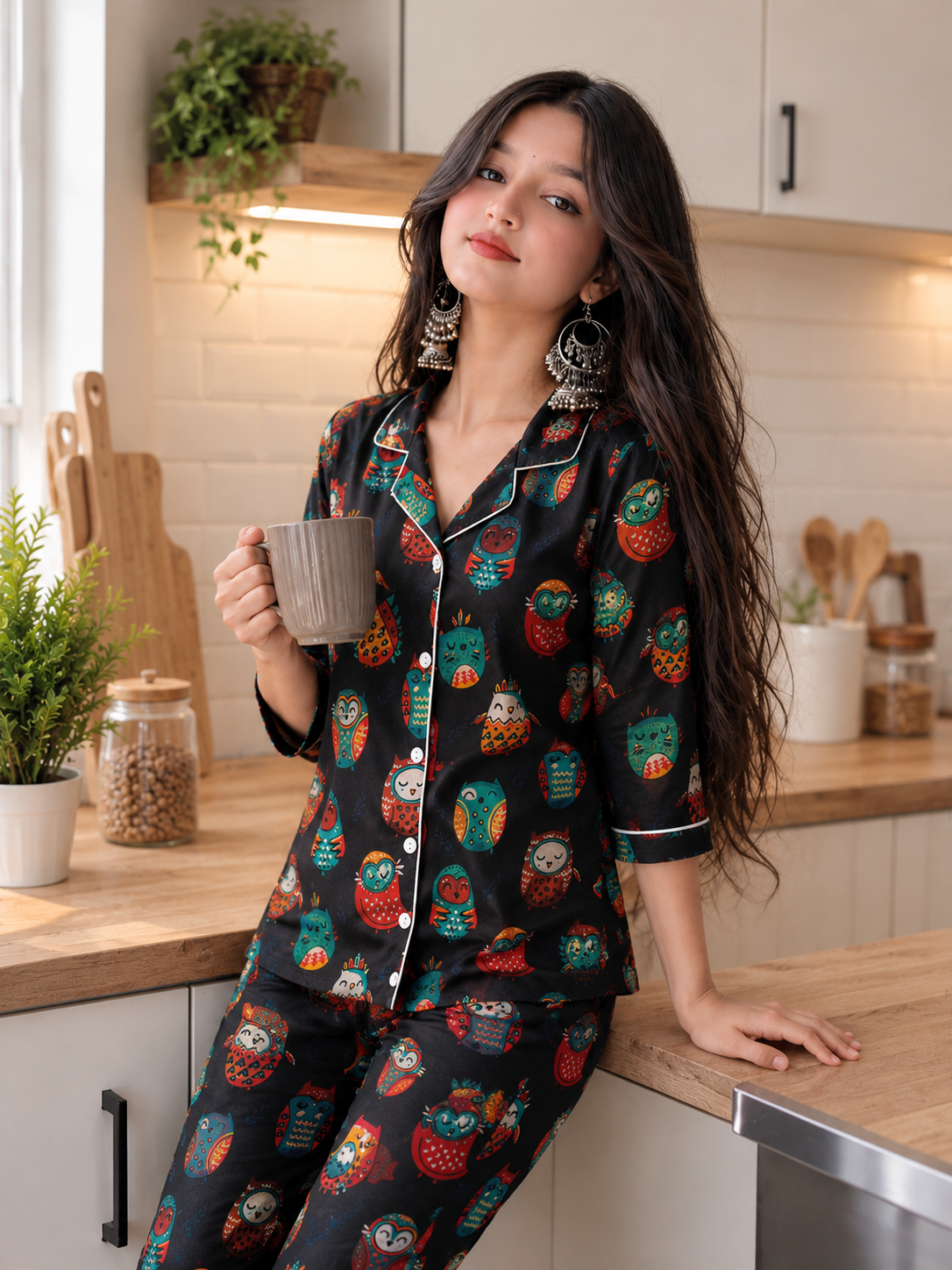 Black Owl Pj Set (Women)
