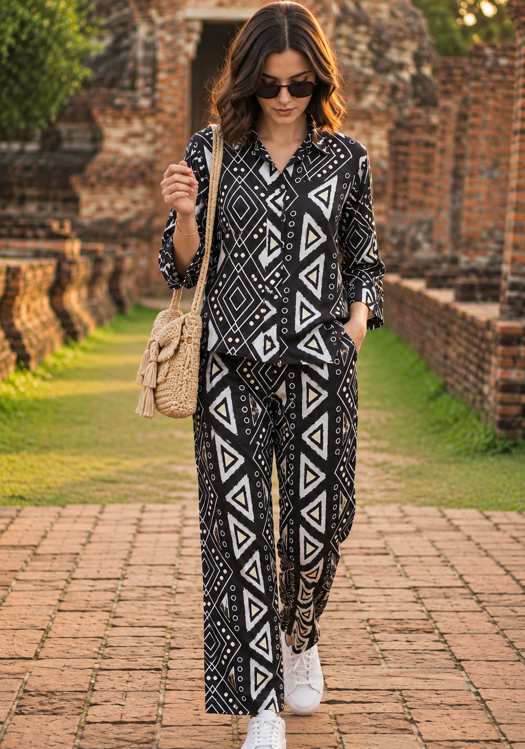 Black Tribal Co-ord Set (Women)