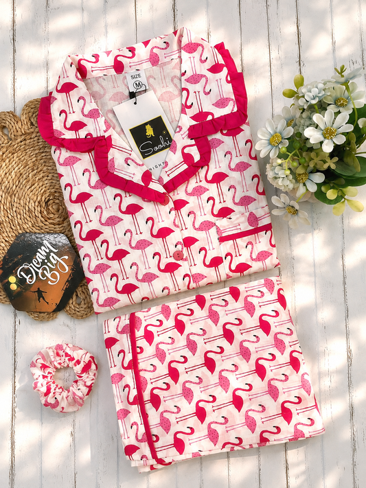 Pink Flamingo pure cotton Pj Set (Women)
