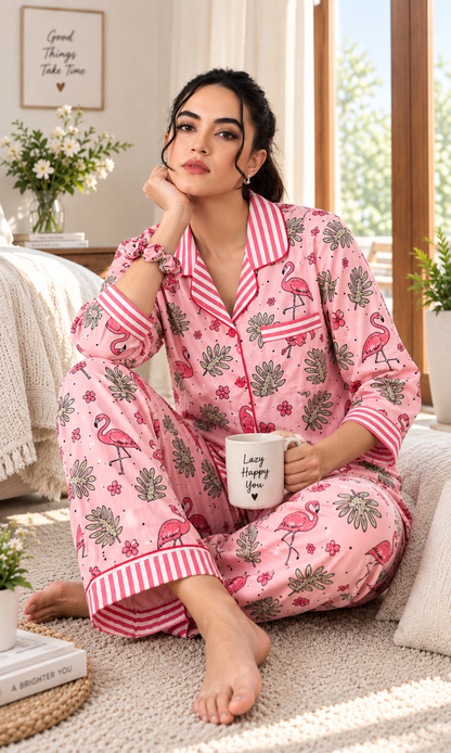 Peach Flamingo Pj Set