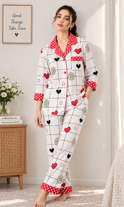 Red Heart Check Pj Set