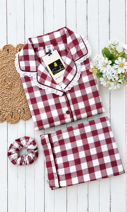 Wine Check PJ Set (Women)