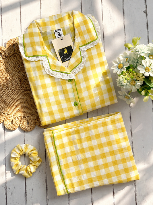 Daisy Yellow Check Pj Set (Women)