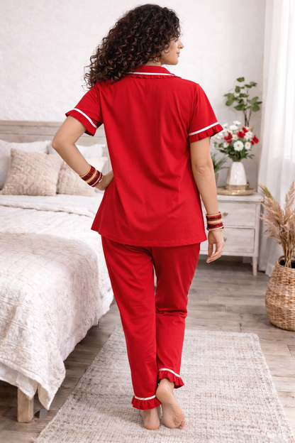 Orange Embroidered Sparrow Pj Set (Women)