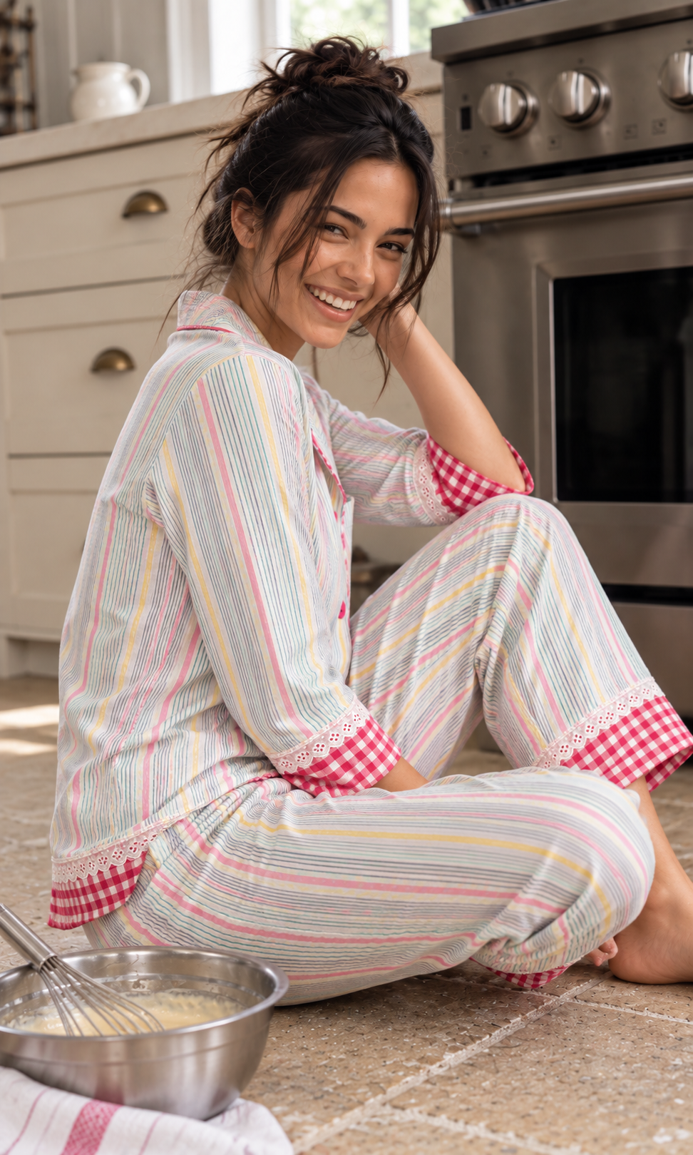 Multi Stripe and Check PJ Set