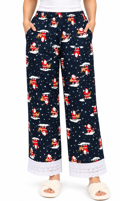Santa on Ride Woolen Lower with Lace