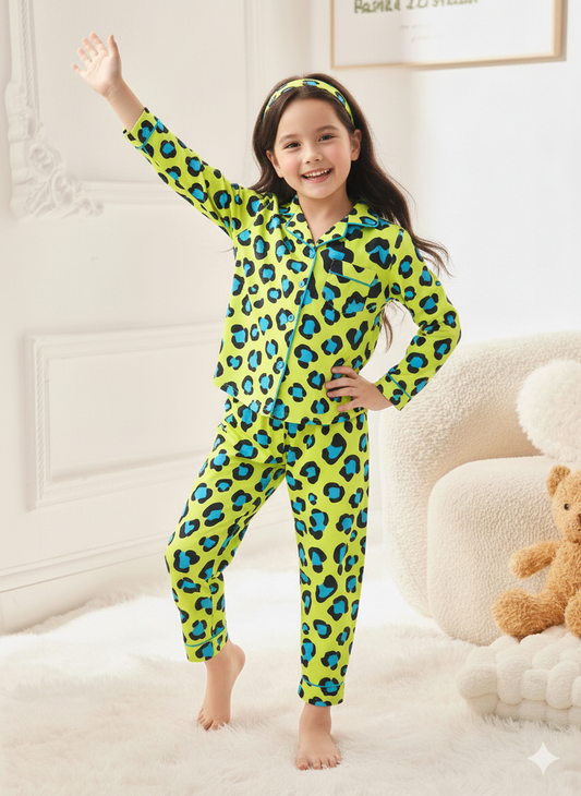 Green and Black leopard Pj Set (Kids)