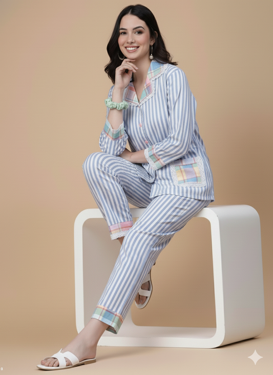 Blue Stripe Pj Set (Women)