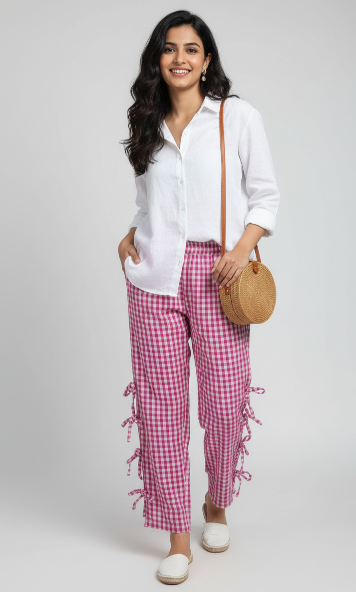 Pink Checks Joggers (Women)