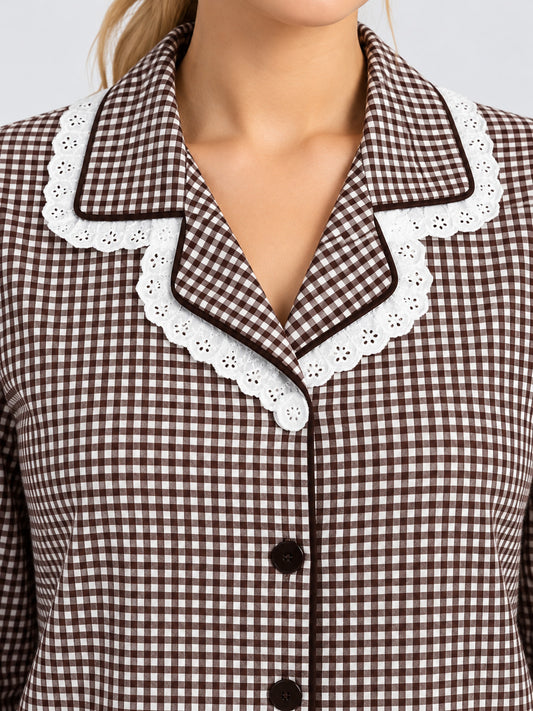 Brown Check Pj Set