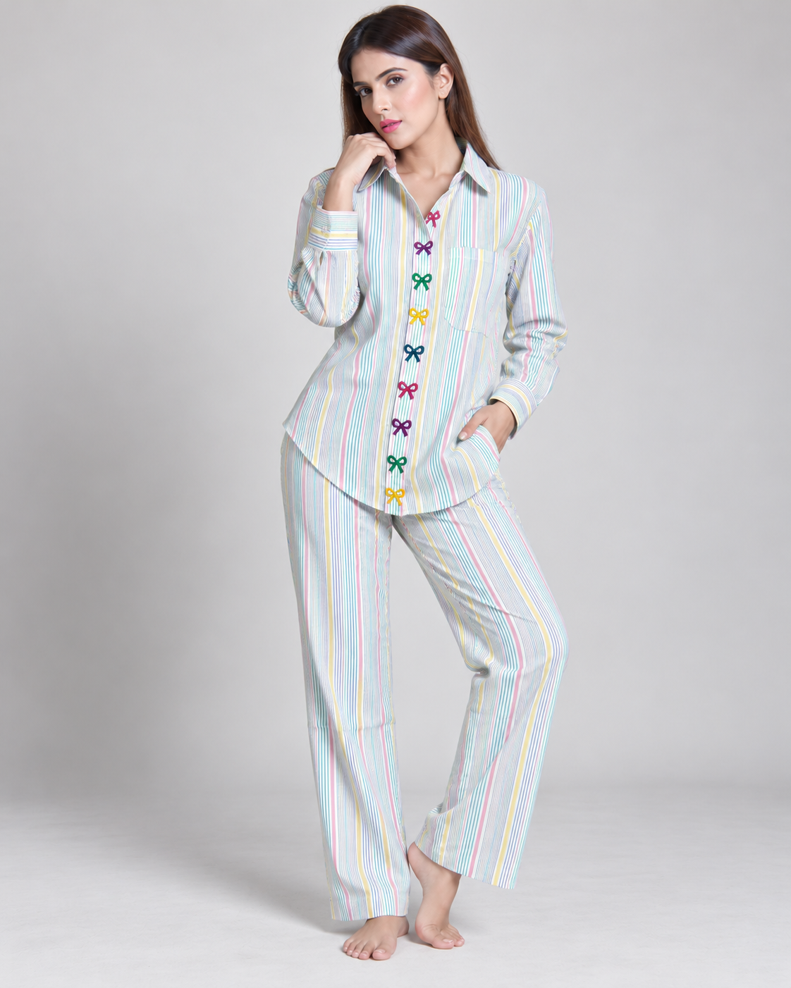 Light Blue Multi Stripe Set